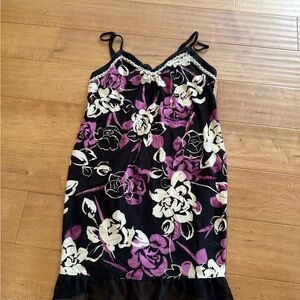 Gilligan & O’Malley Purple Black Floral Sleepwear Small Nightgown
